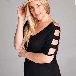 Black Ladder Sleeve Tee